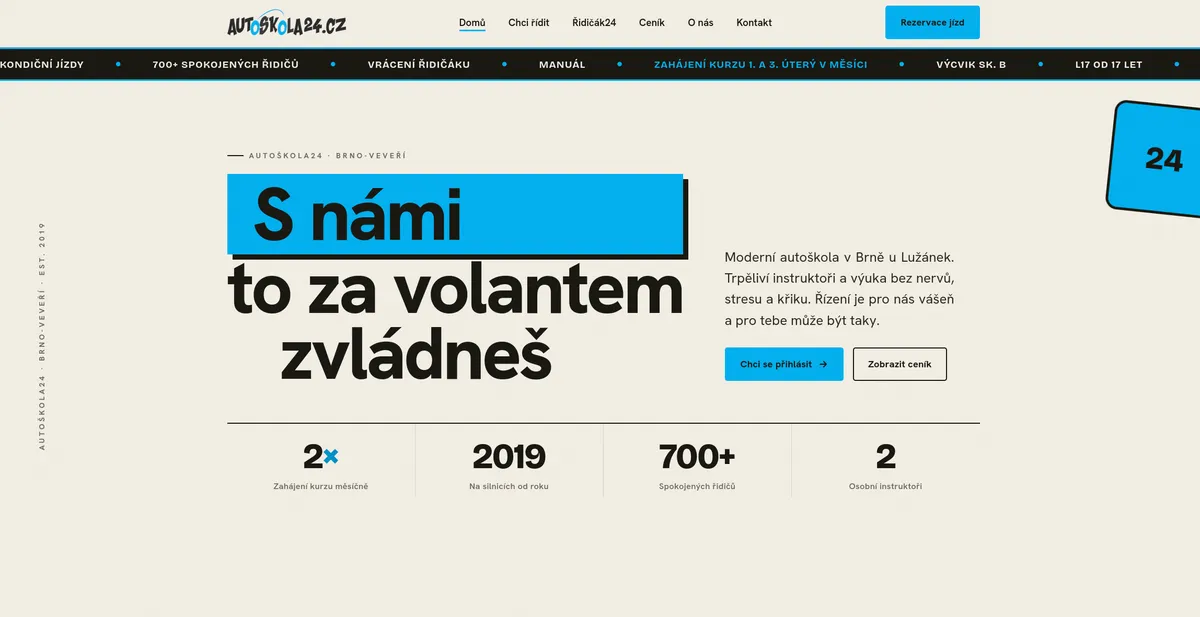 Úvodní stránka webu Autoškola24